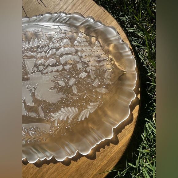 Mikasa Frosted Glass Winter Dream Serving Platter Holiday Christmas Deer & Trees - Picture 12 of 15